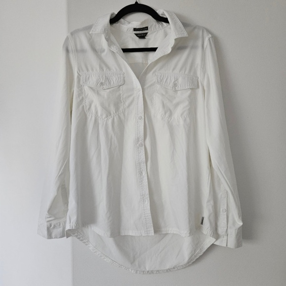 Eddie Bauer White Button-Down Shirt - Women's Long Sleeve